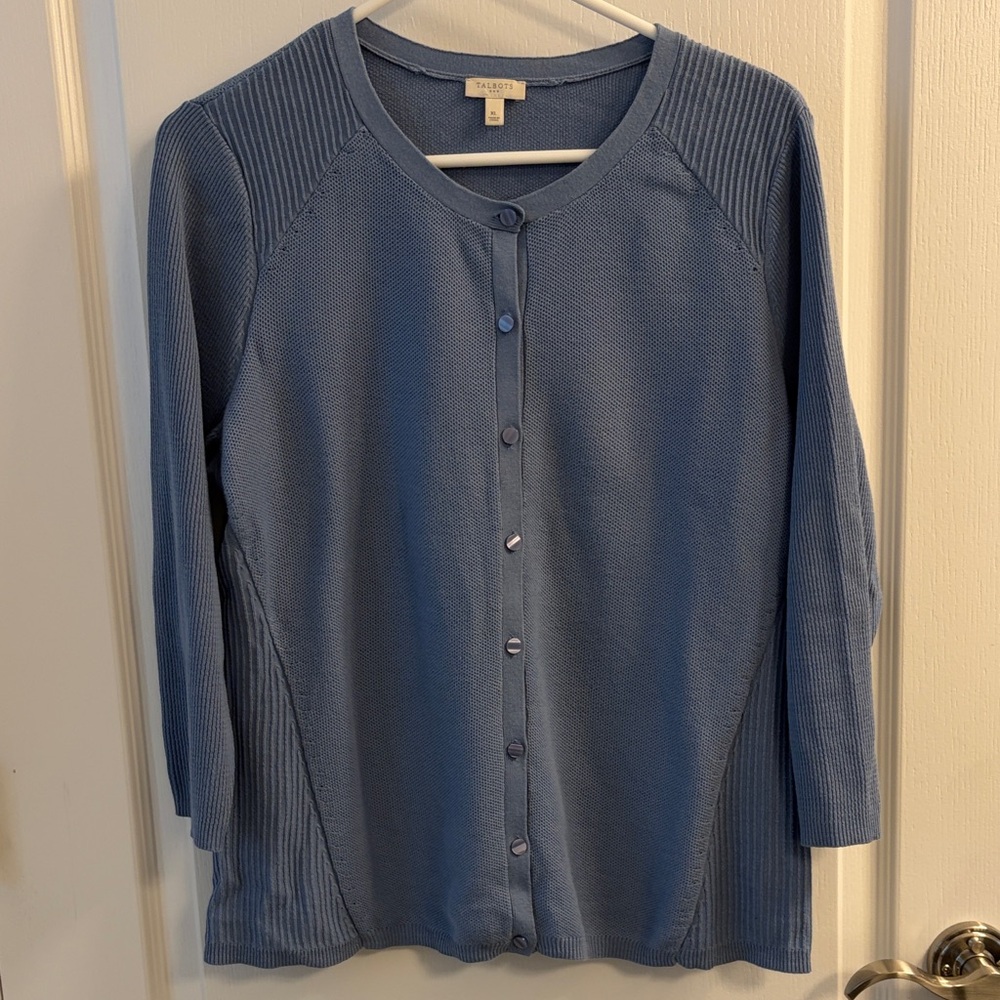 Talbots Blue Button-Up Cardigan